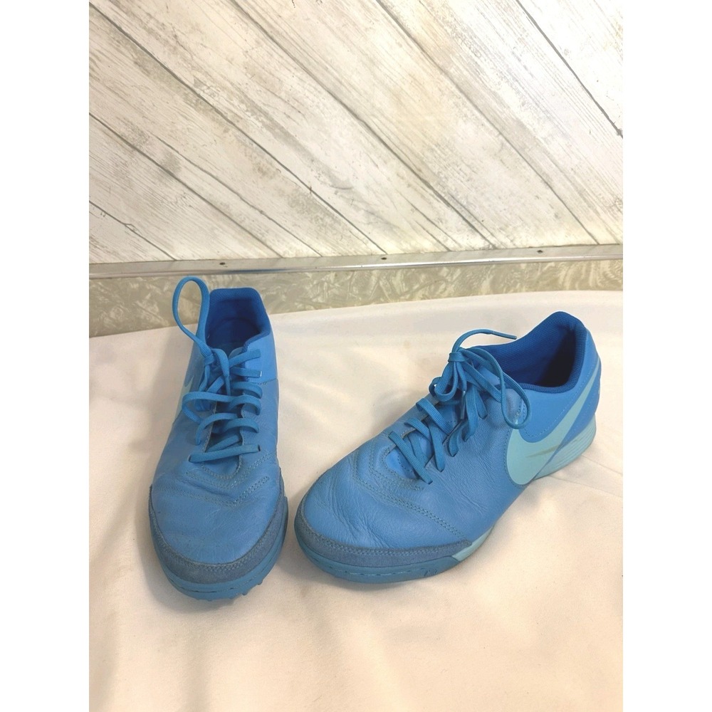Nike Tiempo X Turf Soccer Shoes Mens 8.5 Blue TF Cleats Used